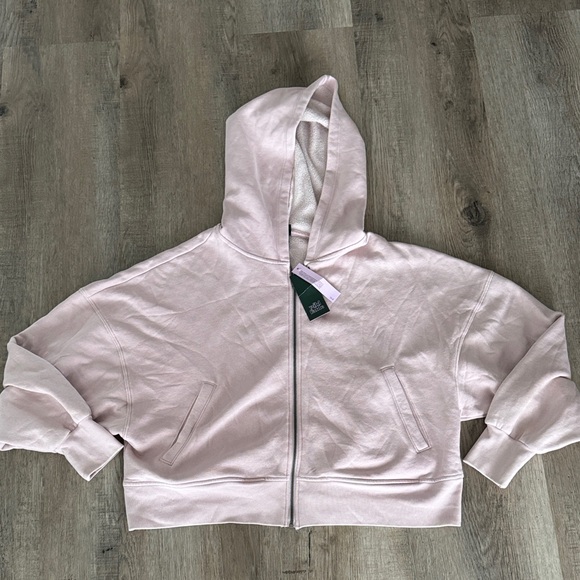 New Wild Fable Light Dusty Pink Zip-Up Hoodie Oversized Cropped size L - Picture 1 of 4